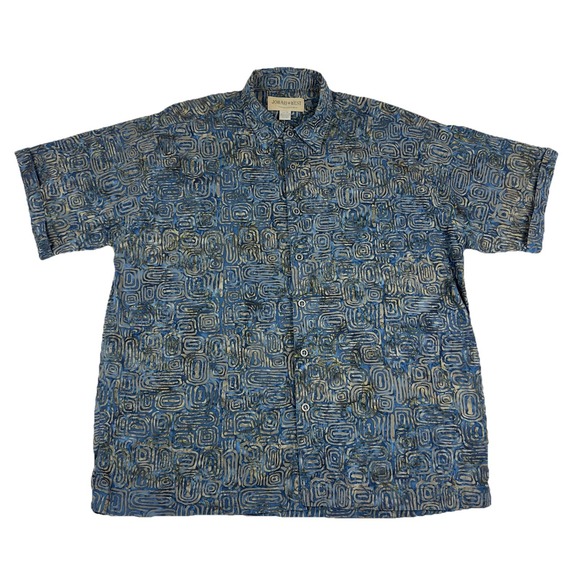 JOHARI WEST Natural Leisure Wear Other - Men's JOHARI WEST Shirt  Abstract 100% Cotton Button Front XL Short Sleeves